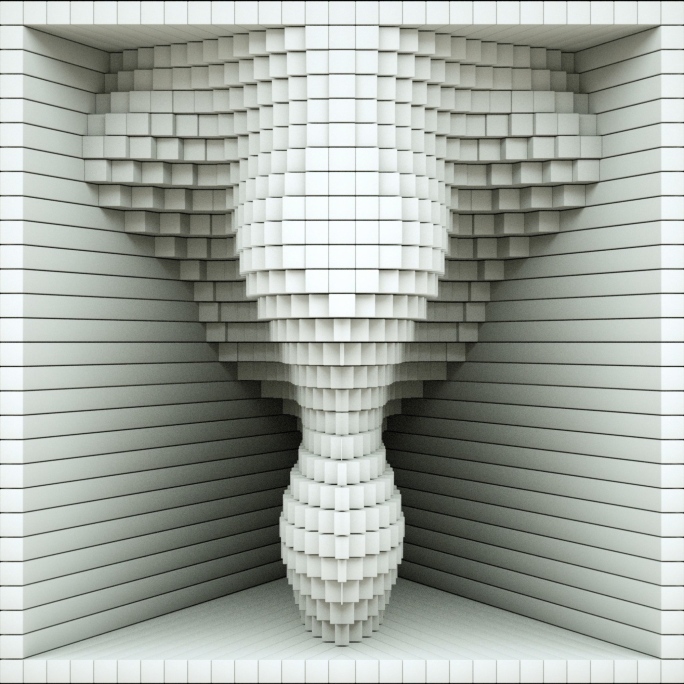 【裸眼3D】白色方形盒子波形空间矩阵艺术