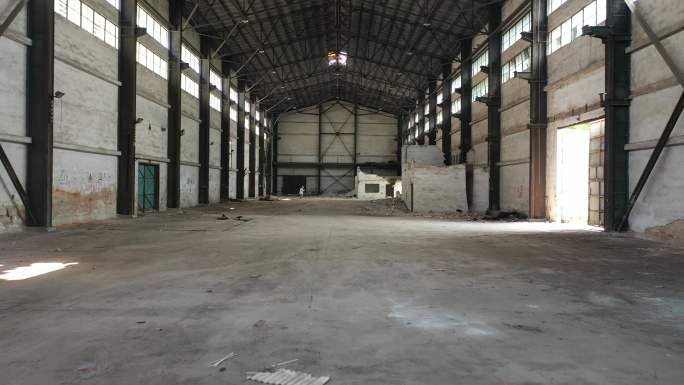 4k航拍废旧老工厂厂房