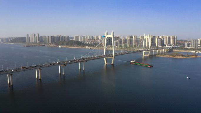 长沙三汊叽大桥大美晴天航拍