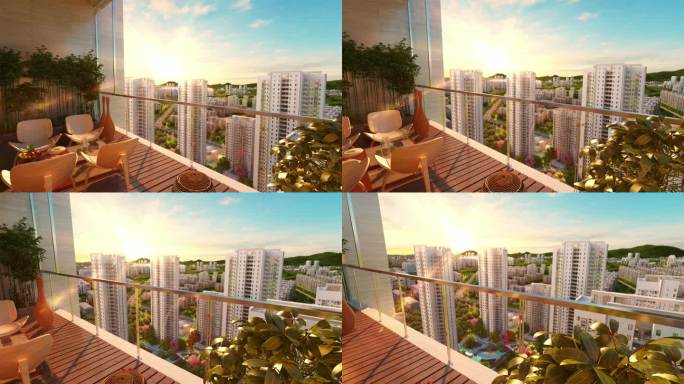 高端超大阳台景观三维动画