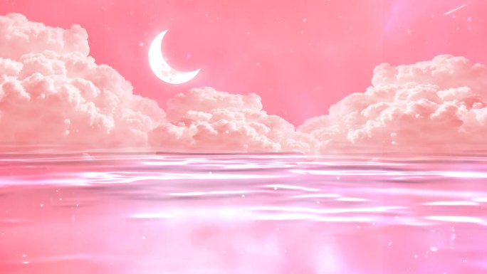 横版梦幻水面月亮背景视频素材