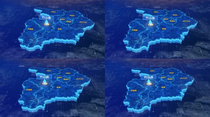 十堰市竹山县蓝色三维科技区位地图