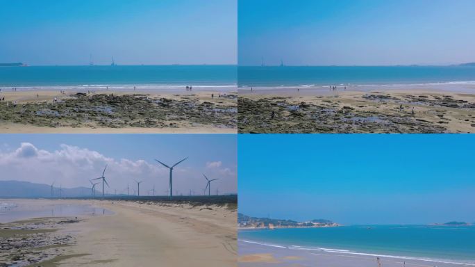 平潭风车沙滩海滩实拍
