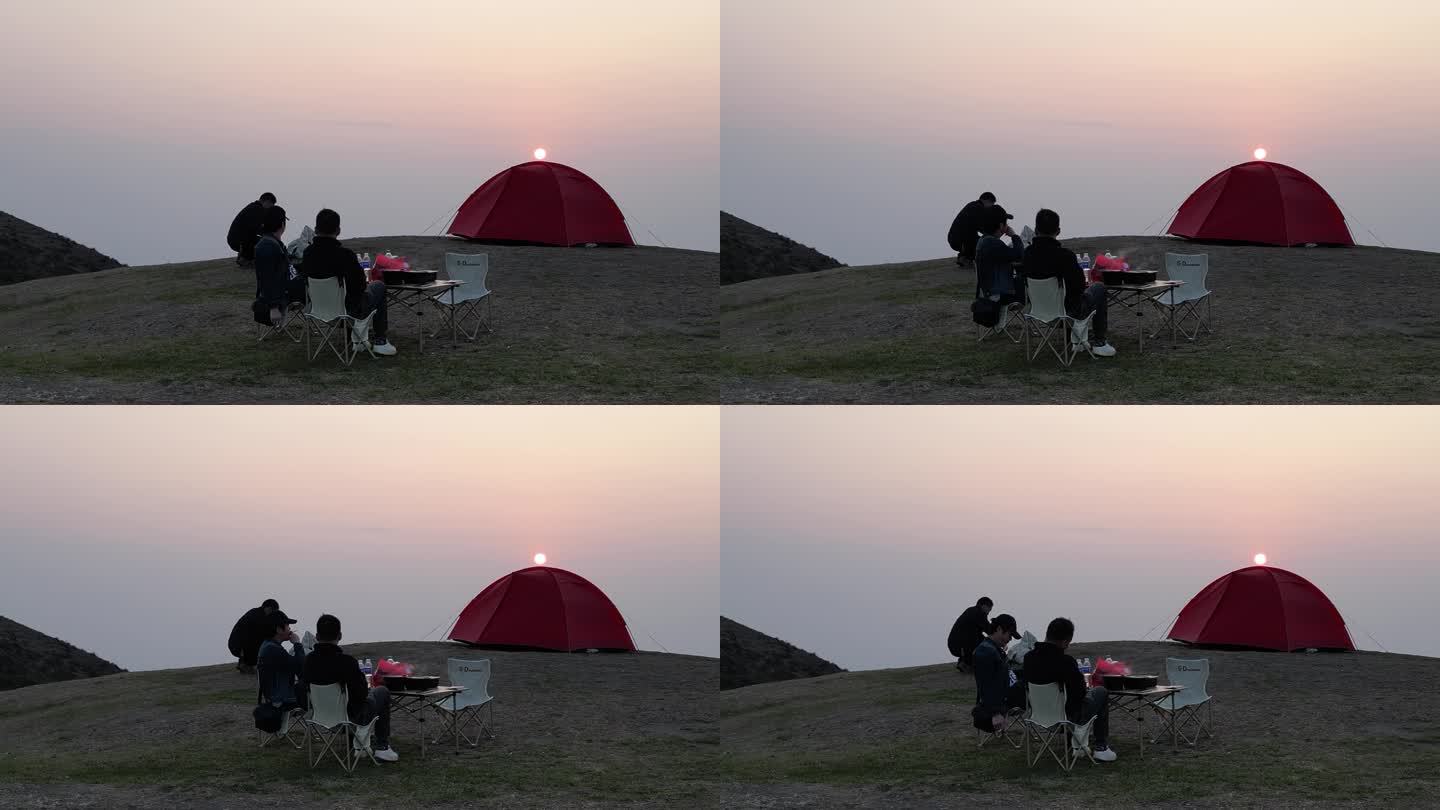 高山草甸看日落夕阳