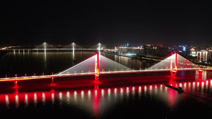 武汉汉口江滩夜景航拍