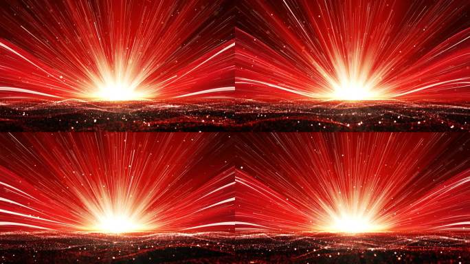 4K红色绸子粒子颁奖放射背景无缝循环