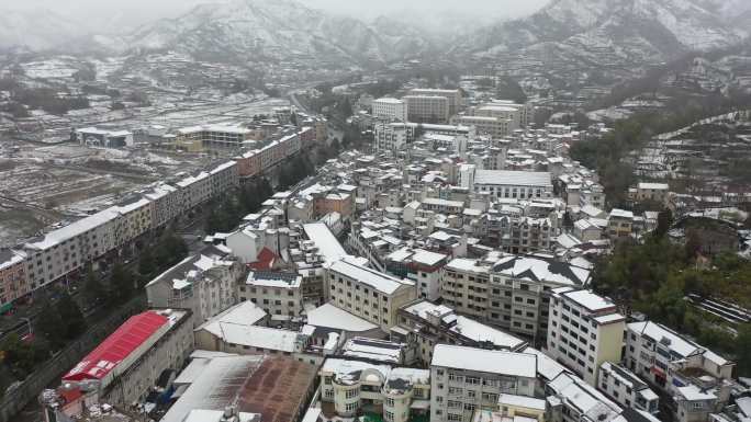 临安岛石镇冬季雪景航拍