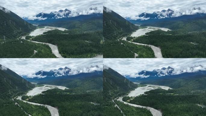 航拍藏域小江南大山大河森林湖泊雪山4K