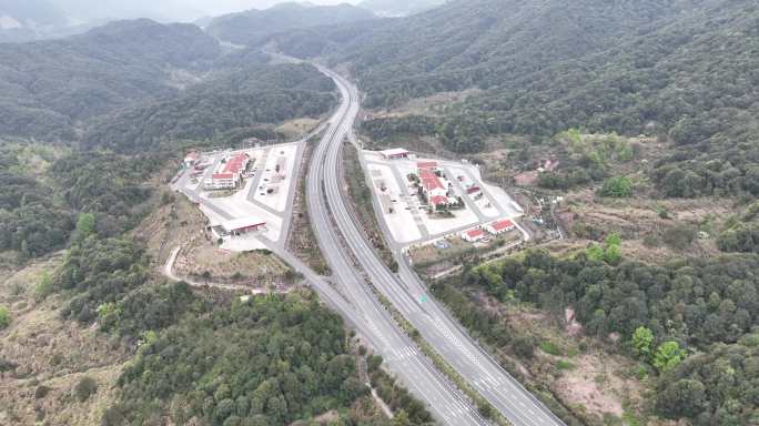 菜溪岩服务区航拍甬莞高速公路服务区