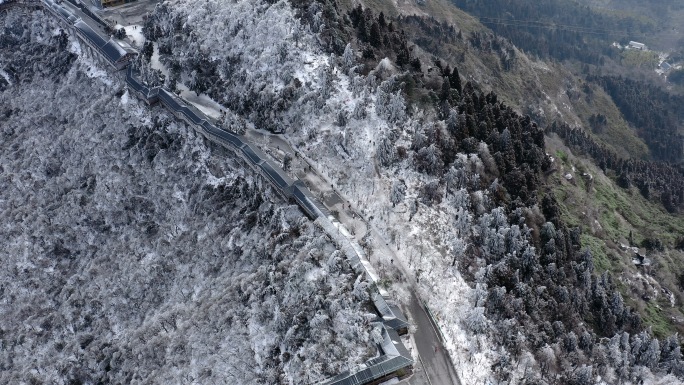 湖南南岳衡山冬季雾凇雪景高质量航拍