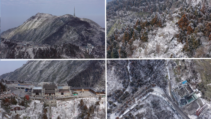 湖南南岳衡山冬季雾凇雪景高质量航拍