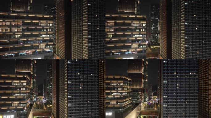城市建筑群夜景航拍