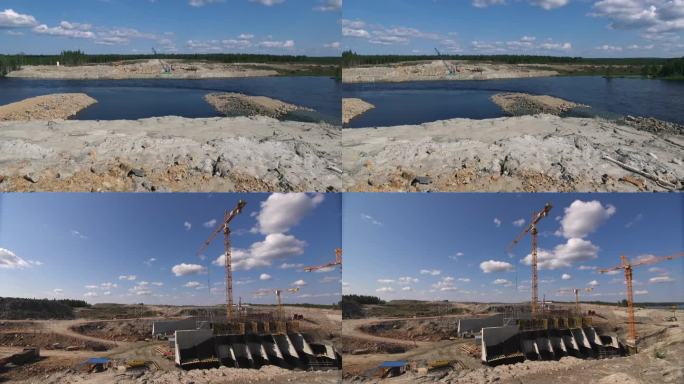 M1施工工地 中俄铁路桥的施工