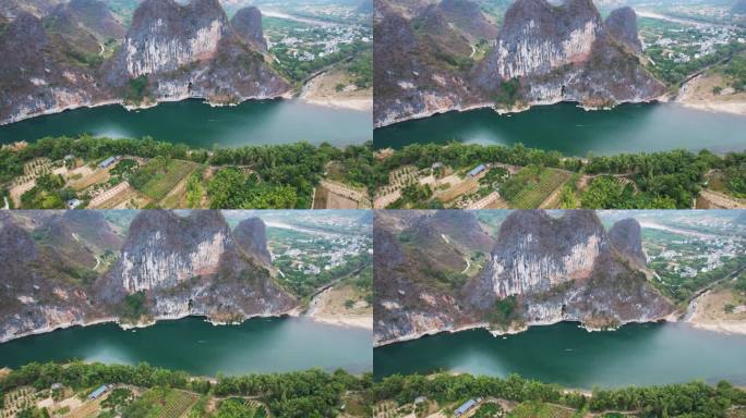 桂林山水漓江自然风光喀斯特地貌航拍