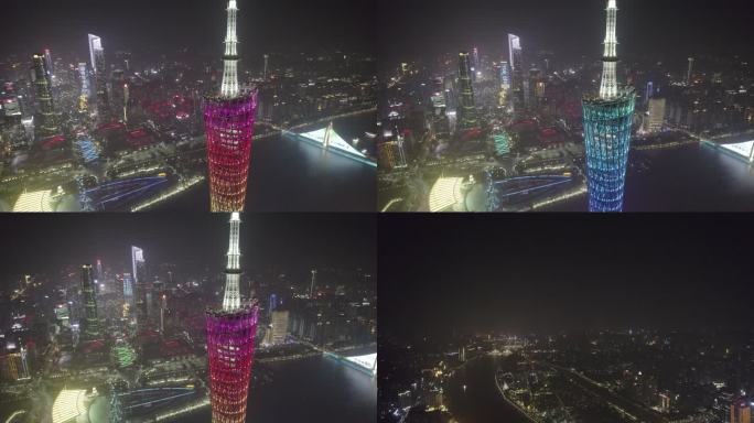 航拍广州珠江新城夜景5kHDR原片