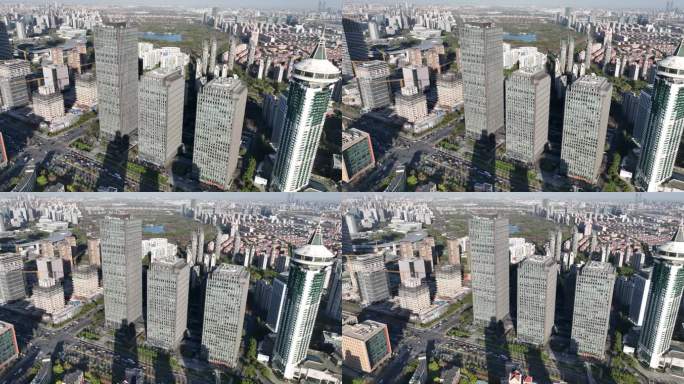 4K原素材-航拍上海浦东新区杨高南路商圈