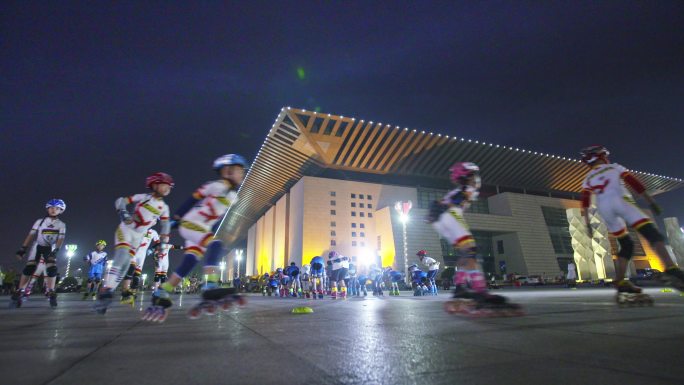 高清4k  城市少年  轮滑运动