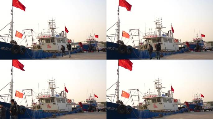 渔船停靠码头卖鱼