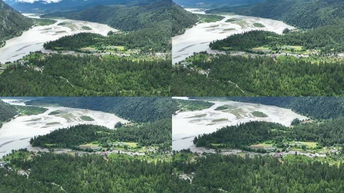 航拍藏域小江南大山大河森林湖泊雪山4K