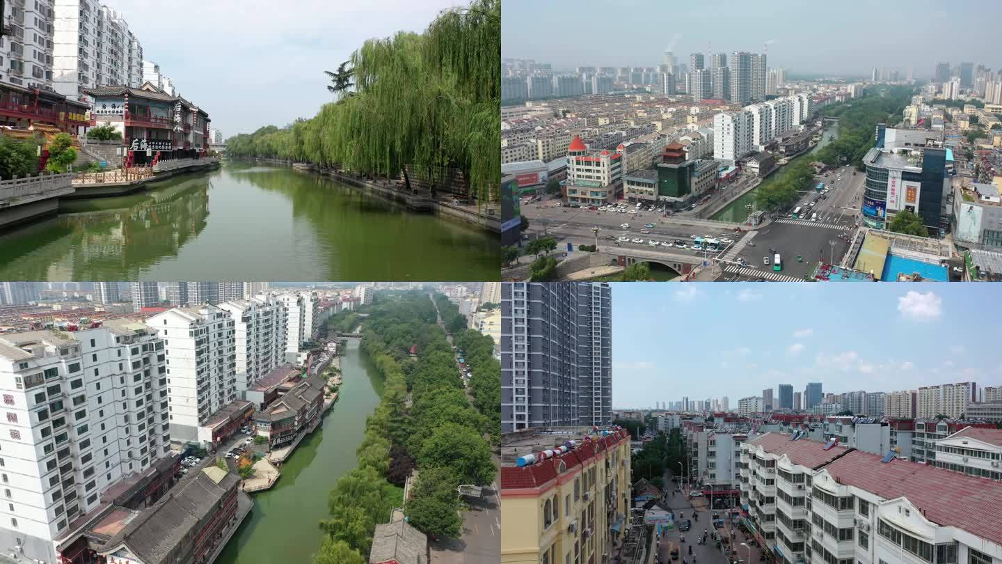 航拍济宁城区运河
