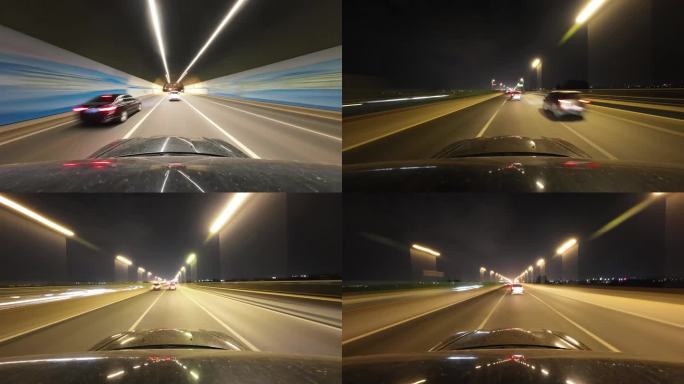 汽车行驶在高速公路延时摄影第一视角