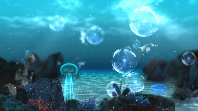 梦幻唯美海洋海底世界珊瑚水母