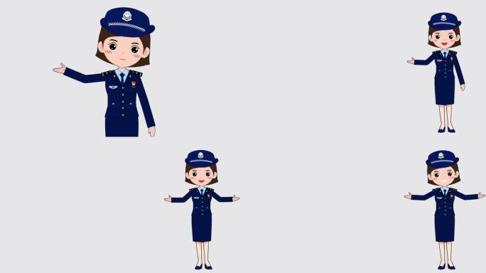 MG卡通警察人物动画解说AE模板