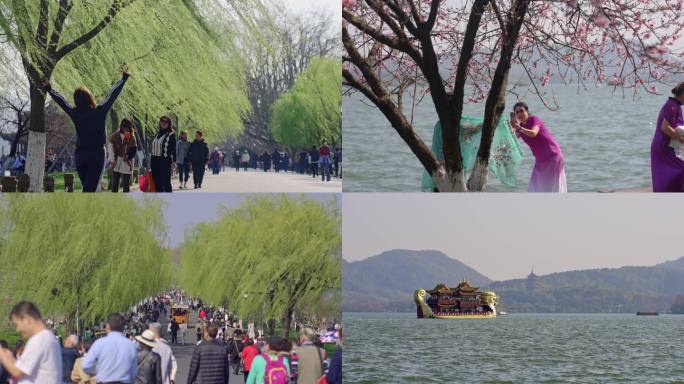 【实拍合集】春天西湖美景 游人如织