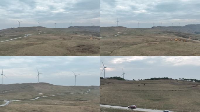 航拍风力发电风车4K