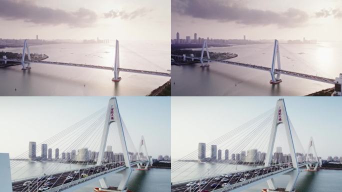 壮观海口世纪大桥航拍4k