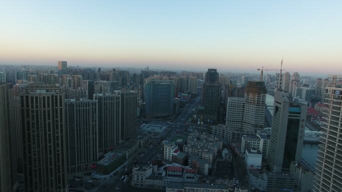 航拍4k在天津城市穿梭