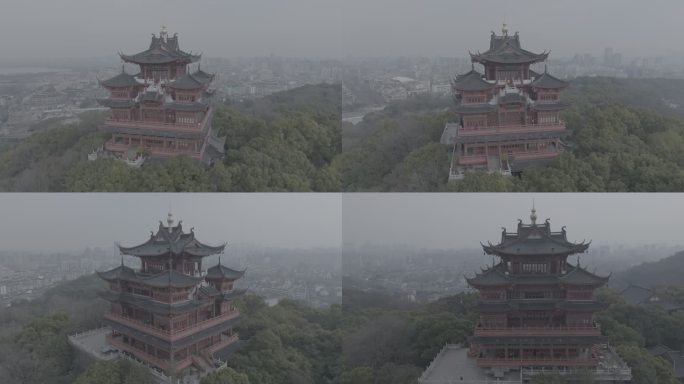 4K D-LOG杭州城隍阁远景环绕