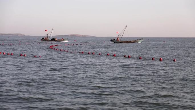 出海 船 海蛎子 航拍 渔船 打渔