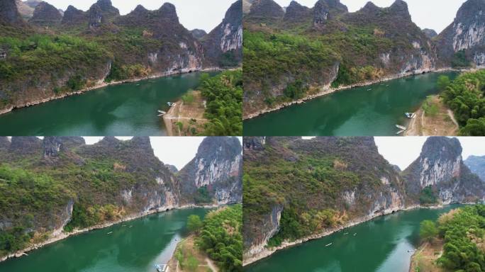 桂林山水漓江自然风光喀斯特地貌航拍