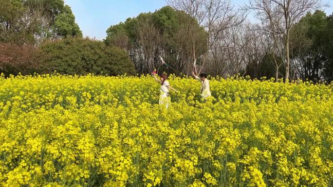 女孩在油菜花田中奔跑升格