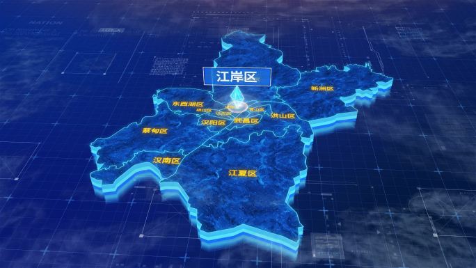 武汉市江岸区蓝色三维科技区位地图