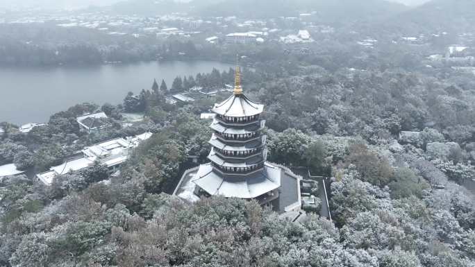 4K杭州西湖雷峰塔雪景