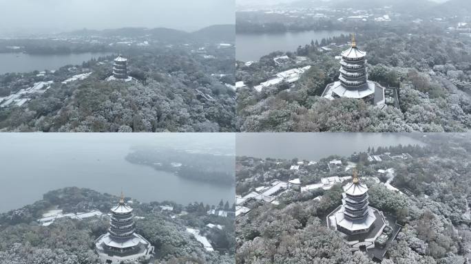 4K杭州西湖雷峰塔雪景