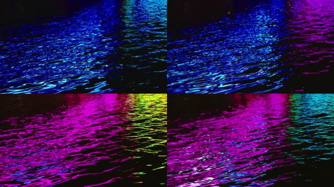 4K实拍夜景水纹霓虹灯光2