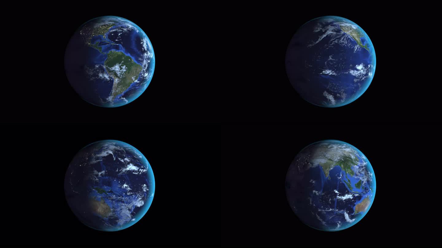 原创8K蔚蓝地球旋转三维动画