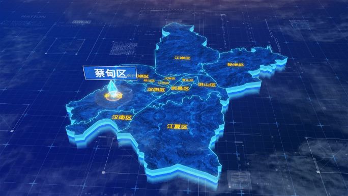 武汉市蔡甸区蓝色三维科技区位地图