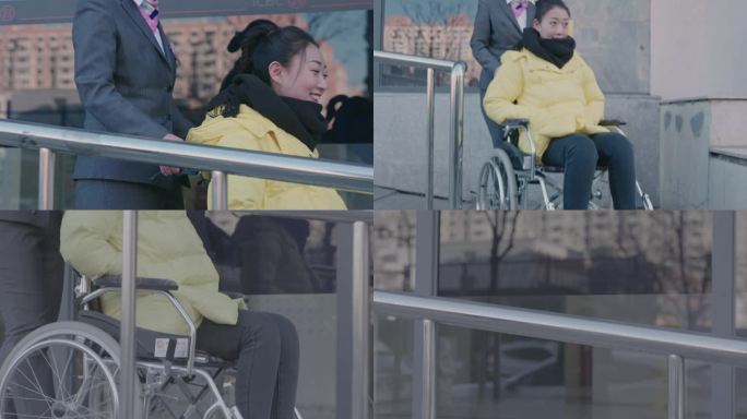 轮椅 无障碍通道 残疾 热心 暖心
