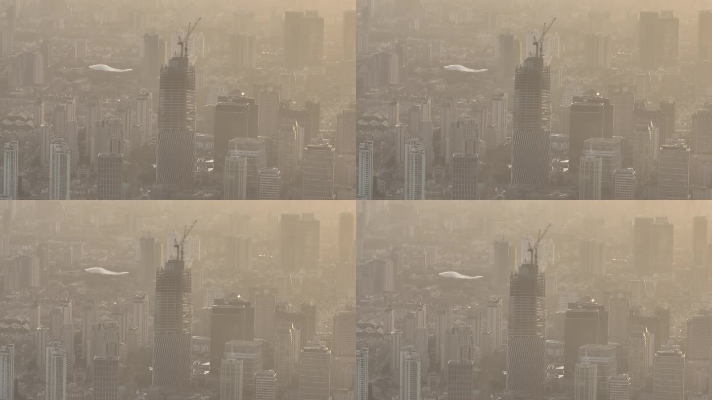 4K原素材-开发建设中的上海城市全景