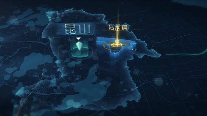 蓝色科技地图AE模板（长三角苏州昆山）