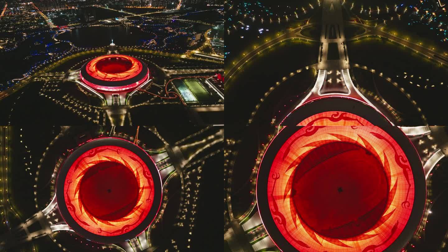 东安湖大运公园中国红夜景灯光秀