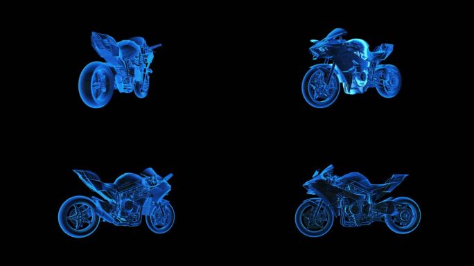 摩托车蓝色科技线条激光扫描通道素材