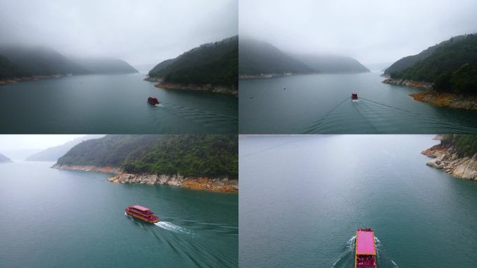 湖南东江湖游轮4K航拍