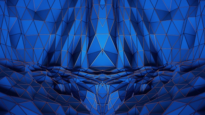 【4K时尚背景】华丽蓝色3D视觉几何边框