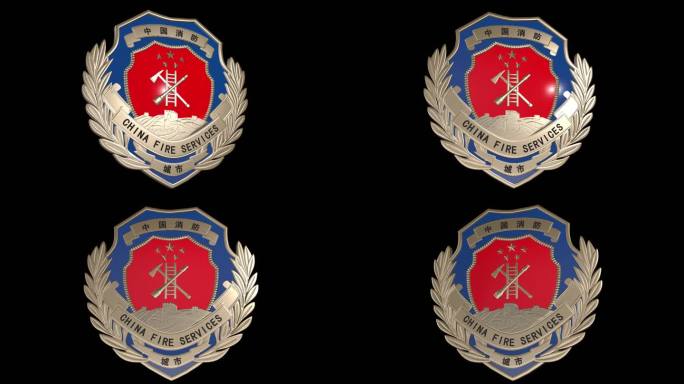 3D消防徽章模型AE模板（C4D+E3D