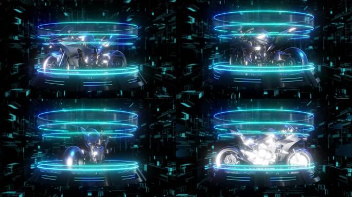 摩托车元宇宙全息科技光圈展示素材